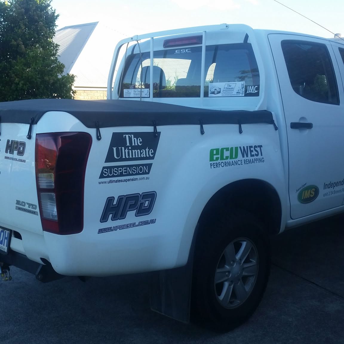 The side of the signwritten Independent Mechanical Services work ute